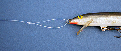 Loop Knots aren’t the most popular knot in bass fishing, but they give lightweight lures, such as balsa minnows and finesse crankbaits, action that the weight of snaps and split rings rob. Photo by Pete M. Anderson