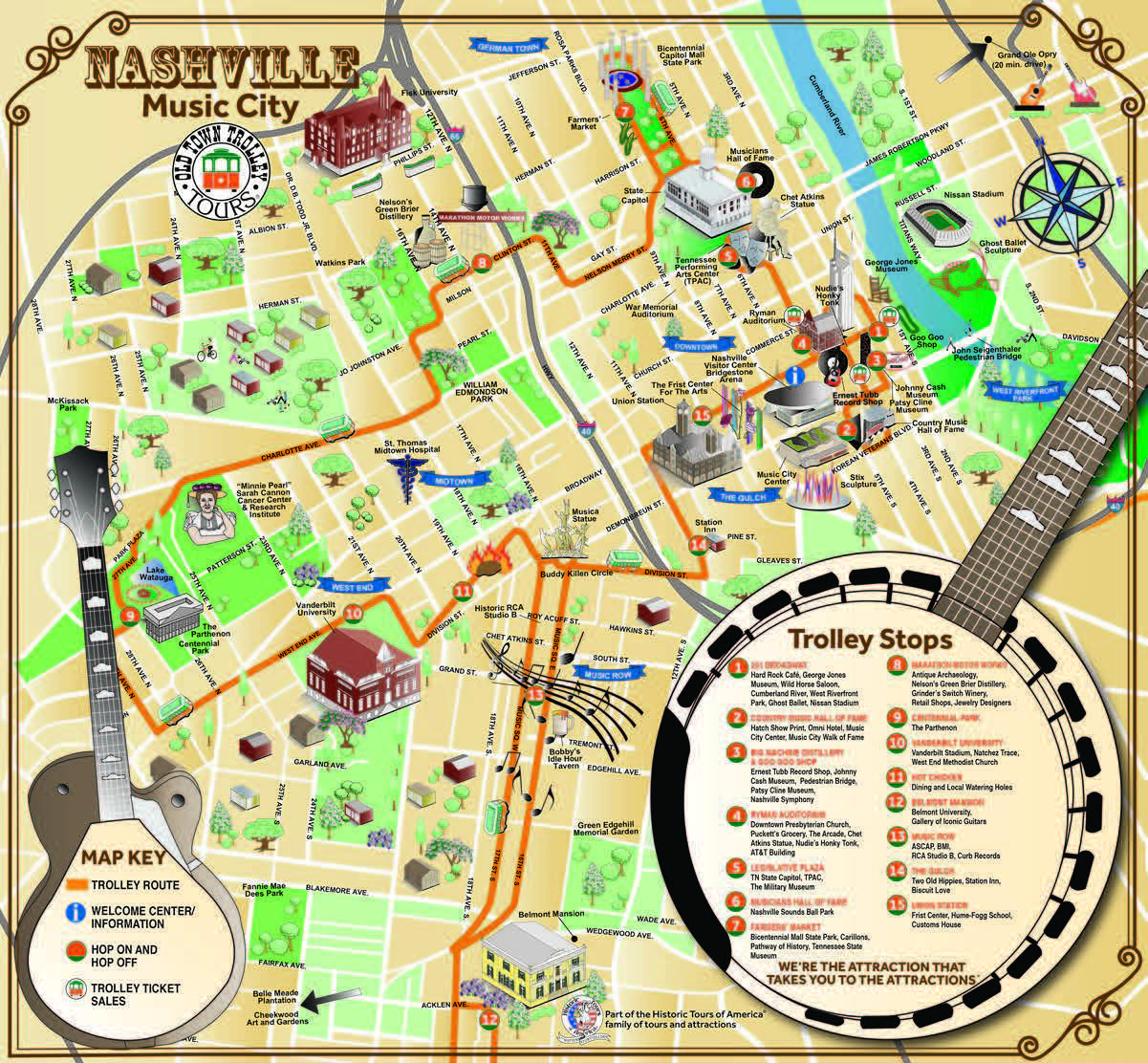 Image result for nashville hop on hop off route map